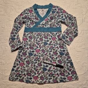 Tea Collection girls size 5 teal pink gray dress has couple marks Play cond.